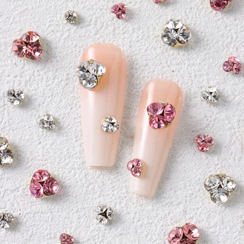 25 szt. Błyszczące Białe Różowe Cyrkonie Ozdoby do Paznokci Modne Kryształowe Diamentowe Paznokcie Koreańskie Elementy Dekoracje na Wesele i Imprezę