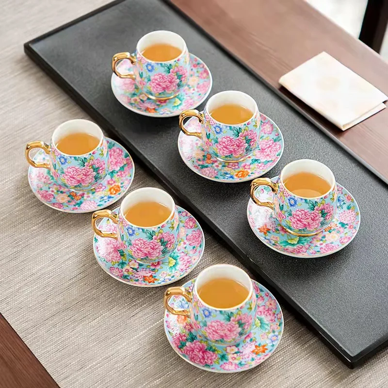 European Ceramic Coffee Mug Saucer Beautifully Painted Mug Tea Tea Cup Afternoon High-end Tea Accessories Home Latte Cup Gifts