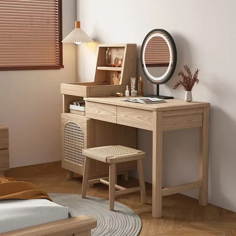 

Nordic solid wood dresser Modern simple storage locker Multifunctional retractable dressing table Learning integrated table