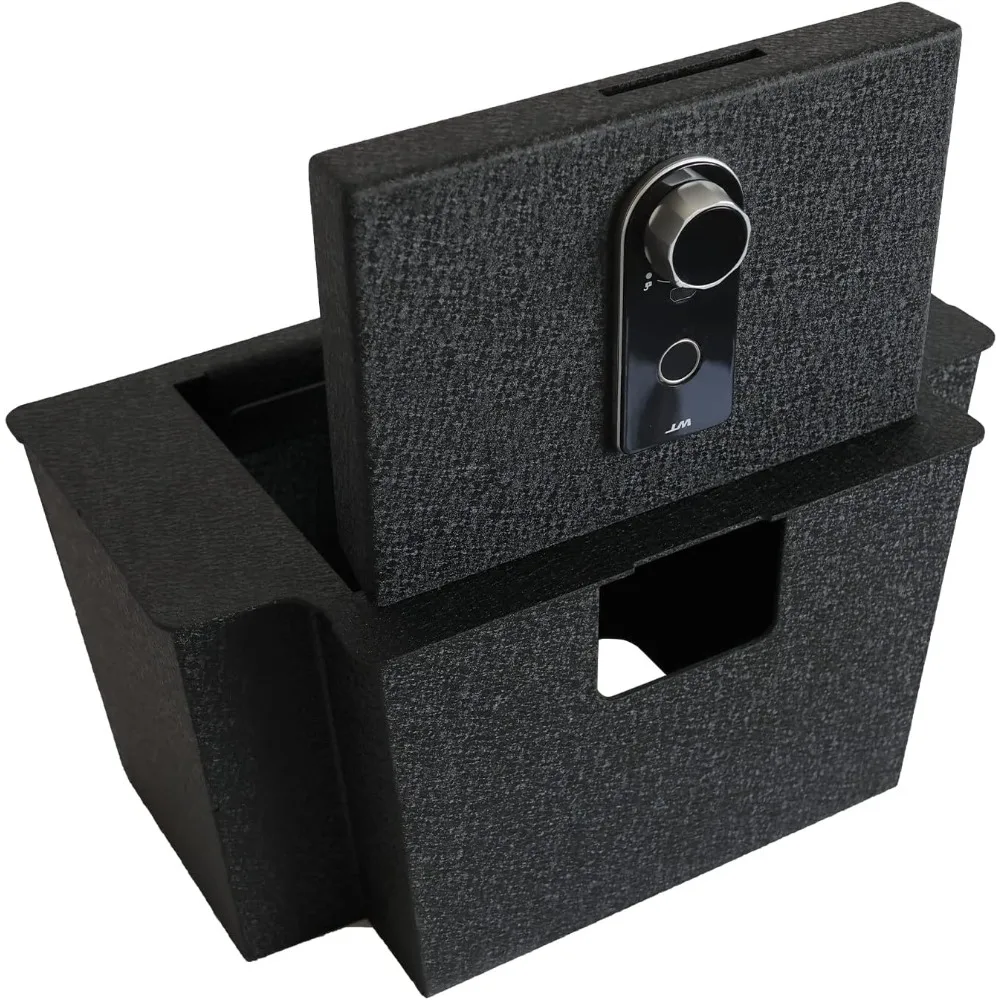 خزنة آمنة لوحدة التحكم المركزية، صندوق قفل قبو وحدة التحكم في السيارة WASAI Premium متوافق مع 2023-2025 Chevy Silverado 1500