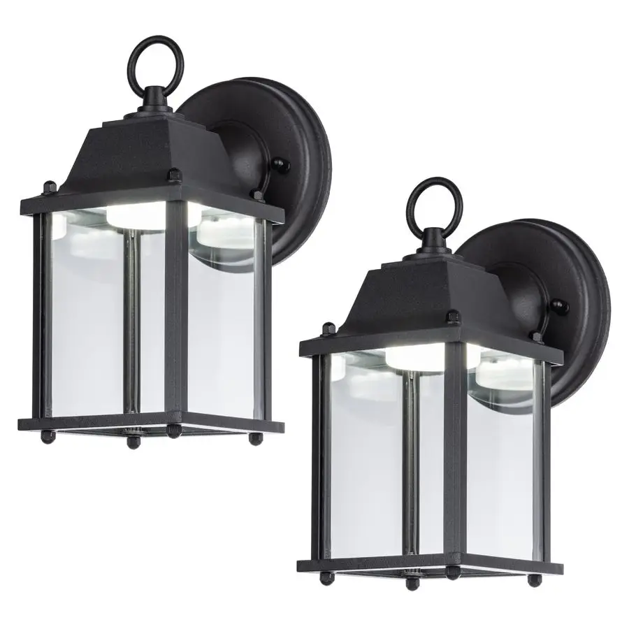 

Outdoor LED Wall Lantern, Wall Sconce as Porch Lighting Fixture, 5000K Daylight White, 9.5W 800 Lumen, Aluminum Housing Plus Gla