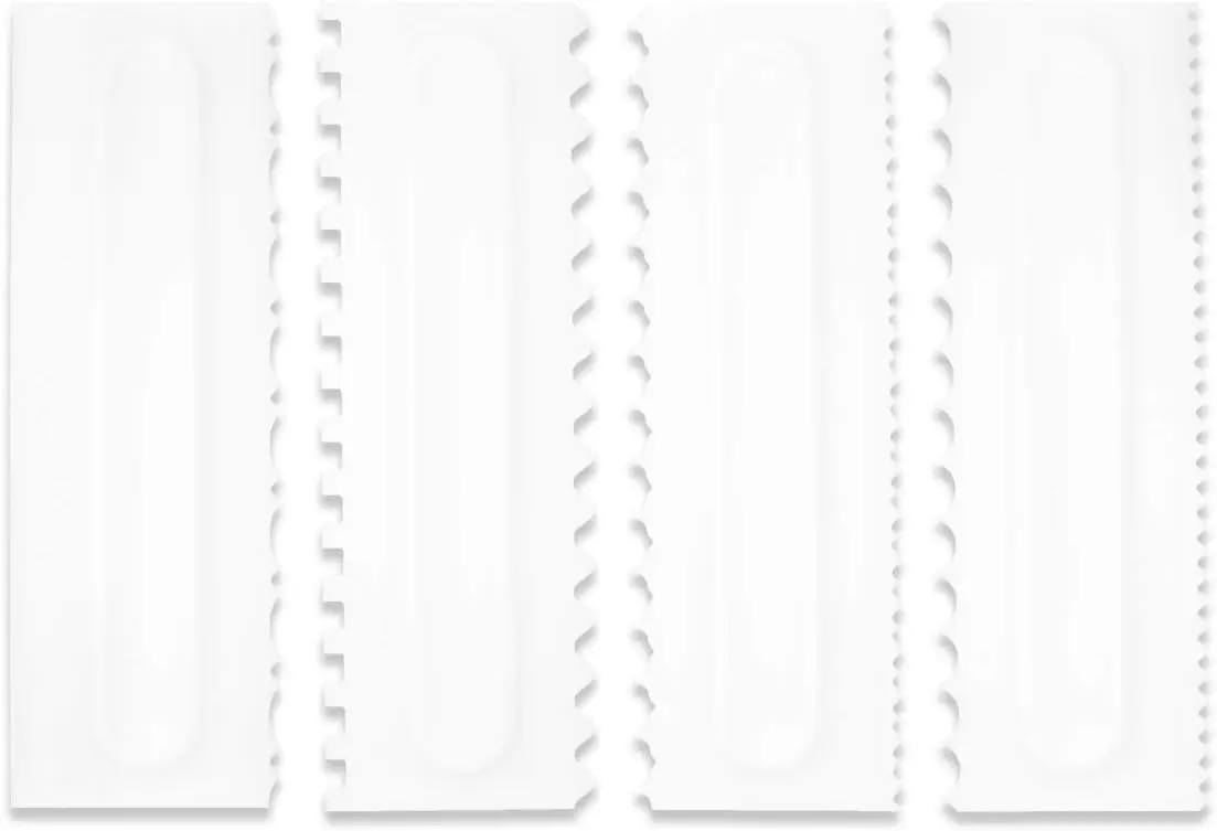 

Cake Scraper Set Decorating Comb and Icing Smoother Tool Mousse Butter Cream Cake Edge DIY Tool Plastic Sawtooth Cake Scraper Icing Smoother Comb Set Kitchen Baking Tools Christmas Gift (4 Pack)