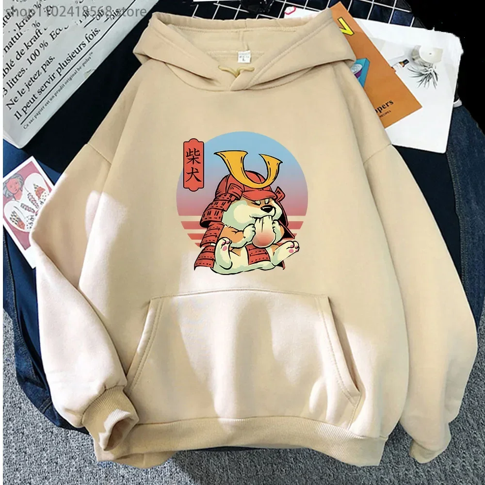 Süße Shiba Samurai Essen Mochi Hoodies Kawaii Hund Sweatshirt mit Kapuze Langarm Winter Pullover Y2k Kleidung Harajuku Top