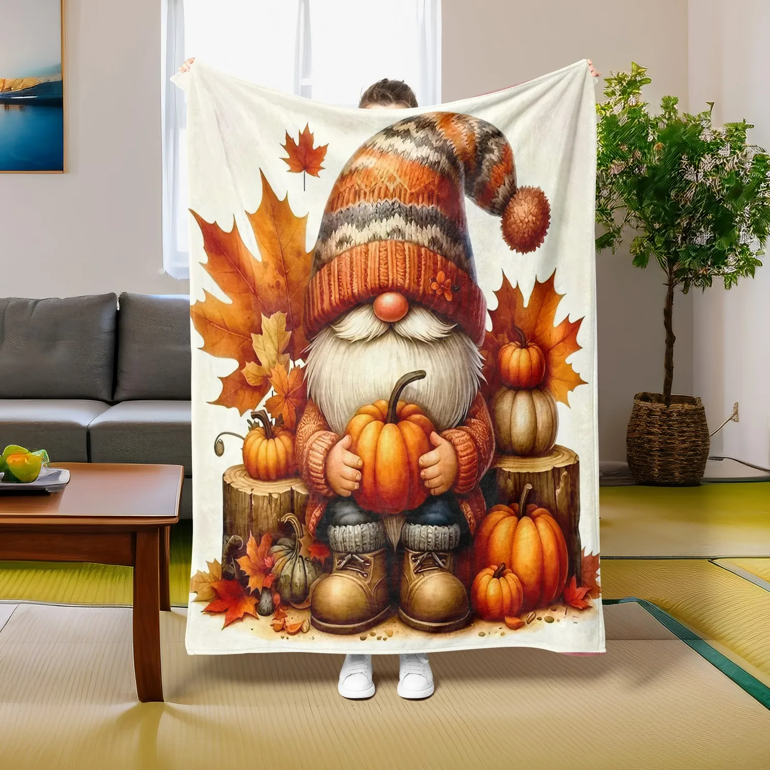 1PC Throw New Design Cute Dwarf Maple leaf arts Blanket Festival day Fall Gifts for friends Couch Bed Car Camping all season use