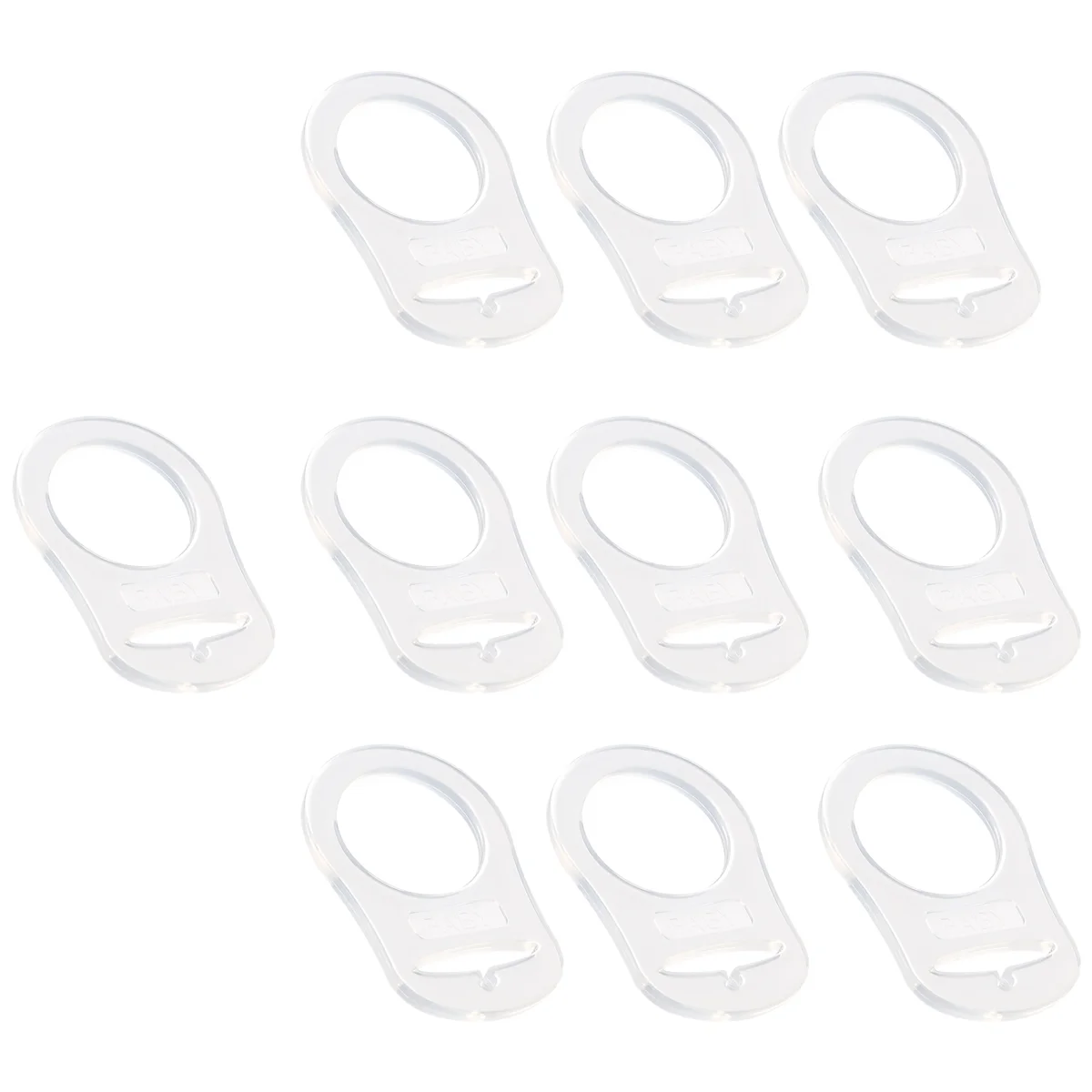 10 Stück Knopf Silikon ring Mam Schnuller halter Mannequin Clip Adapter transparent