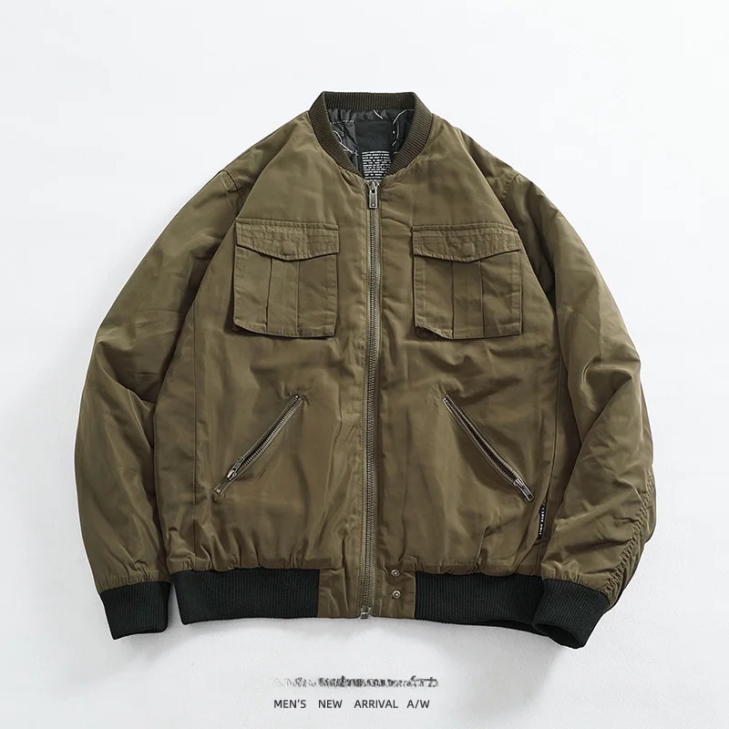 

Casual Camouflage een Baseball Collar Men's Jaet Autumn Winter Inner Batted Stitching Cotton ket Workwear Flight Jaet