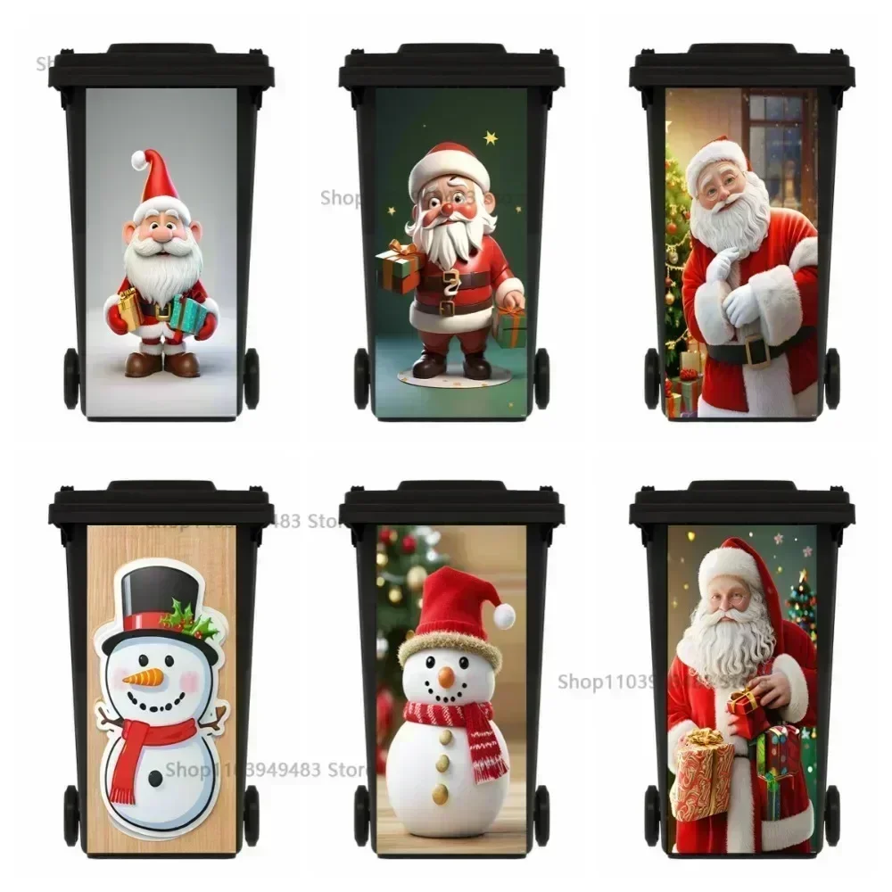 Christmas Cute Santa Claus Art Mural Self-adhesive Dustbin Eco-friendly Stickers for PVC Waterproof Recycling Garbage Sticker