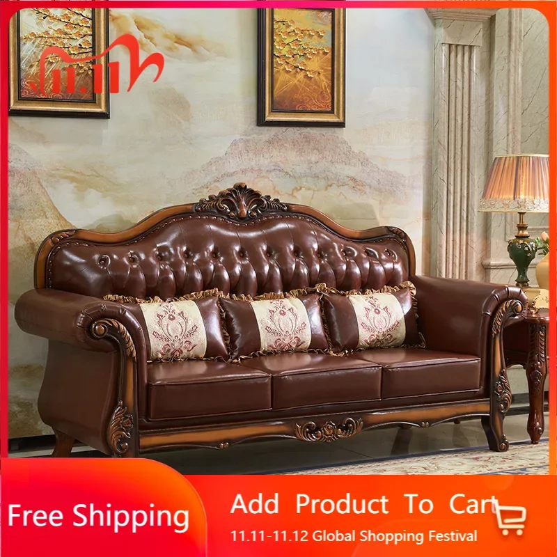 

Elegant Luxury Living Room Sofas Brown Designer Leather Nordic Lounges Sofas Big Armchair Bedroom Divano Postmodern Furniture
