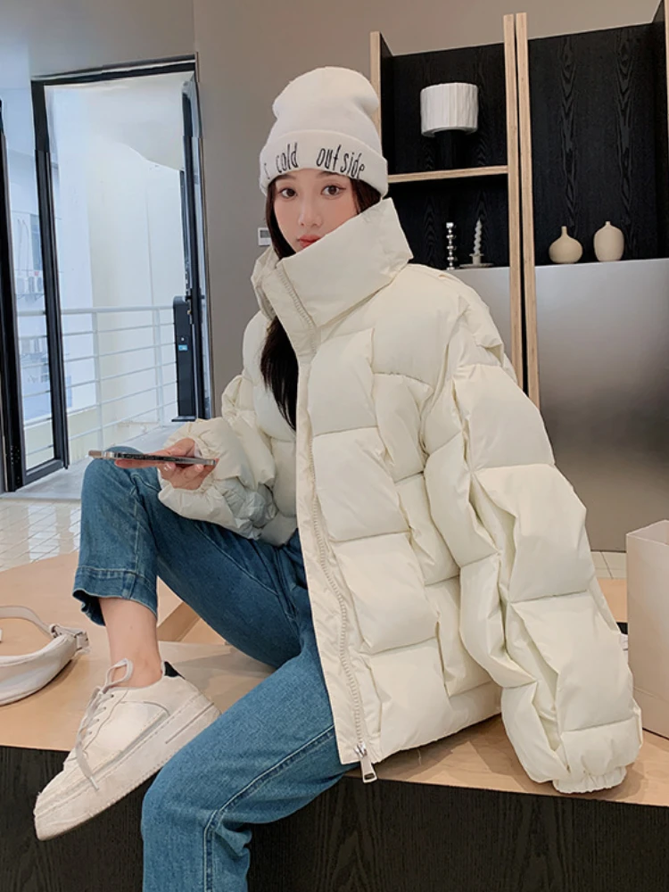 Oversize Women\'s Winter Jacket Thick Warm New Coat Casual Quilted Padded Puffer Parkas Women Snow Wear Long Sleeve Tops 2024