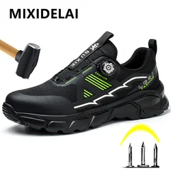 Lightweight Breathable Rotary Buckle Work Sneakers Protective Shoes Safety Industrial Puncture-Proof Anti-smash Steel Toe Shoes
