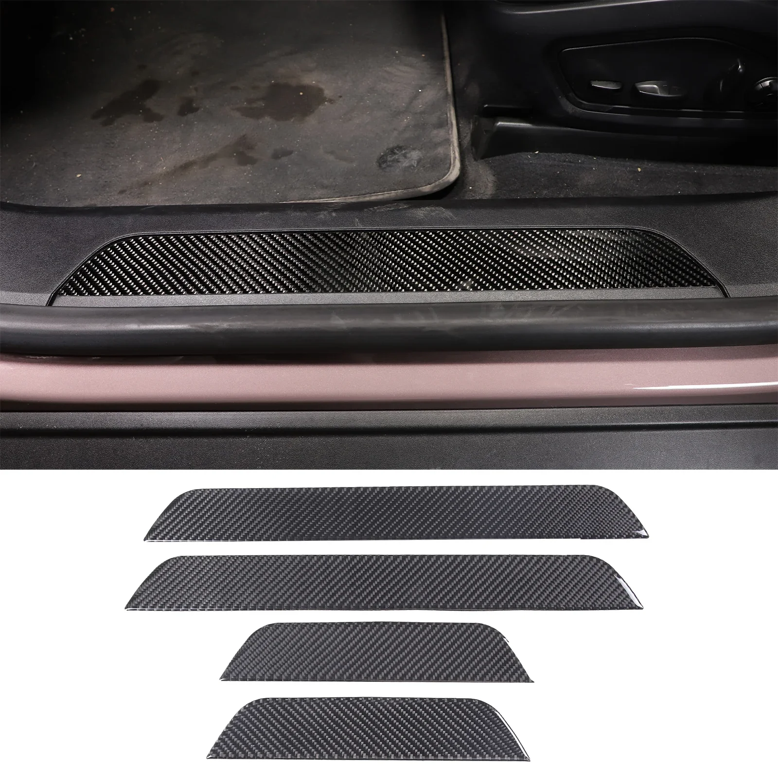 

For Porsche Taycan 2019 2020 2021 2022 Soft Carbon Fibre Car Inner door sill cover trim Sticker Car Accessories