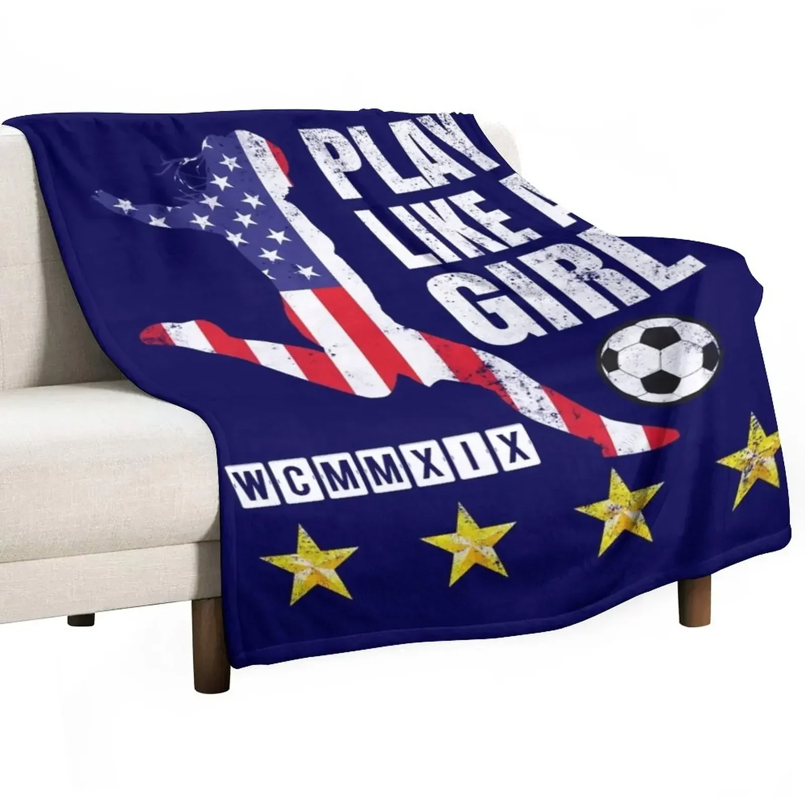 

Play Like a Girl USA United States Women's 2019 Gift Throw Blanket christmas gifts Hairy Luxury Brand Blankets