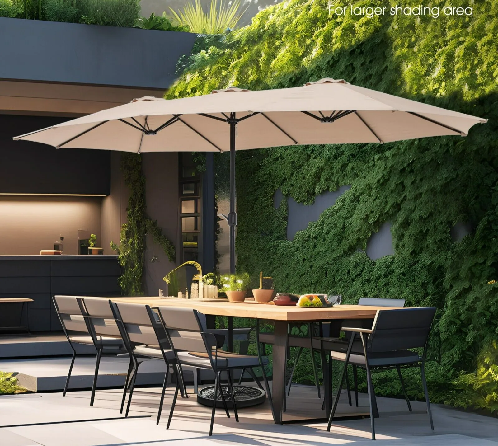 

15ft Patio Umbrella Double-Sided Outdoor Garden Umbrella Included Stand Base