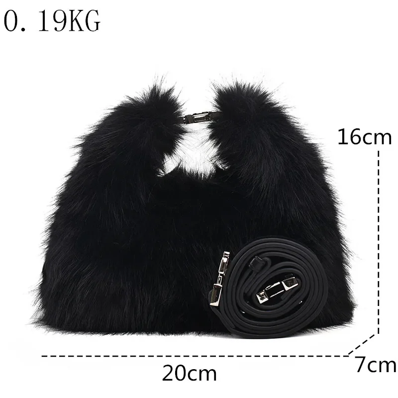 Winter Fashion Plush Women\'s Hand bag Cute Soft Faux Fur Small Tote Female Shoulder Crossbody Purse Luxury Trend  Bucket Handbag