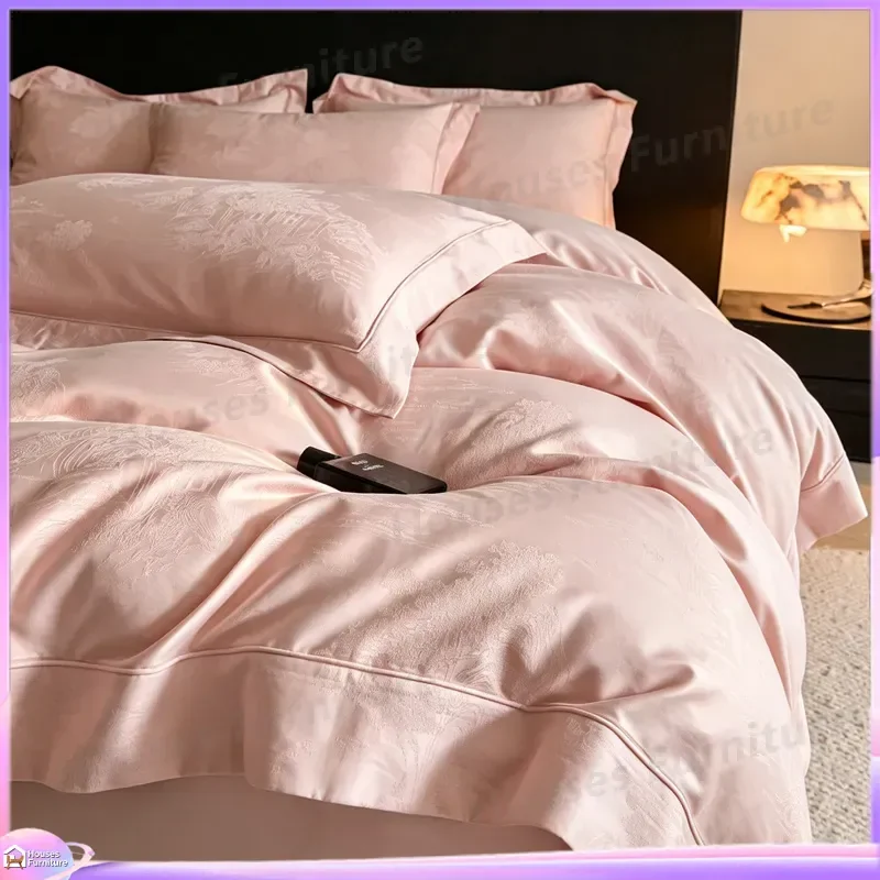 Light luxury senior sense A long-staple cotton four-piece set 100 pure cotton jacquard quilt cover Sheet Sheet Sheet Bedding