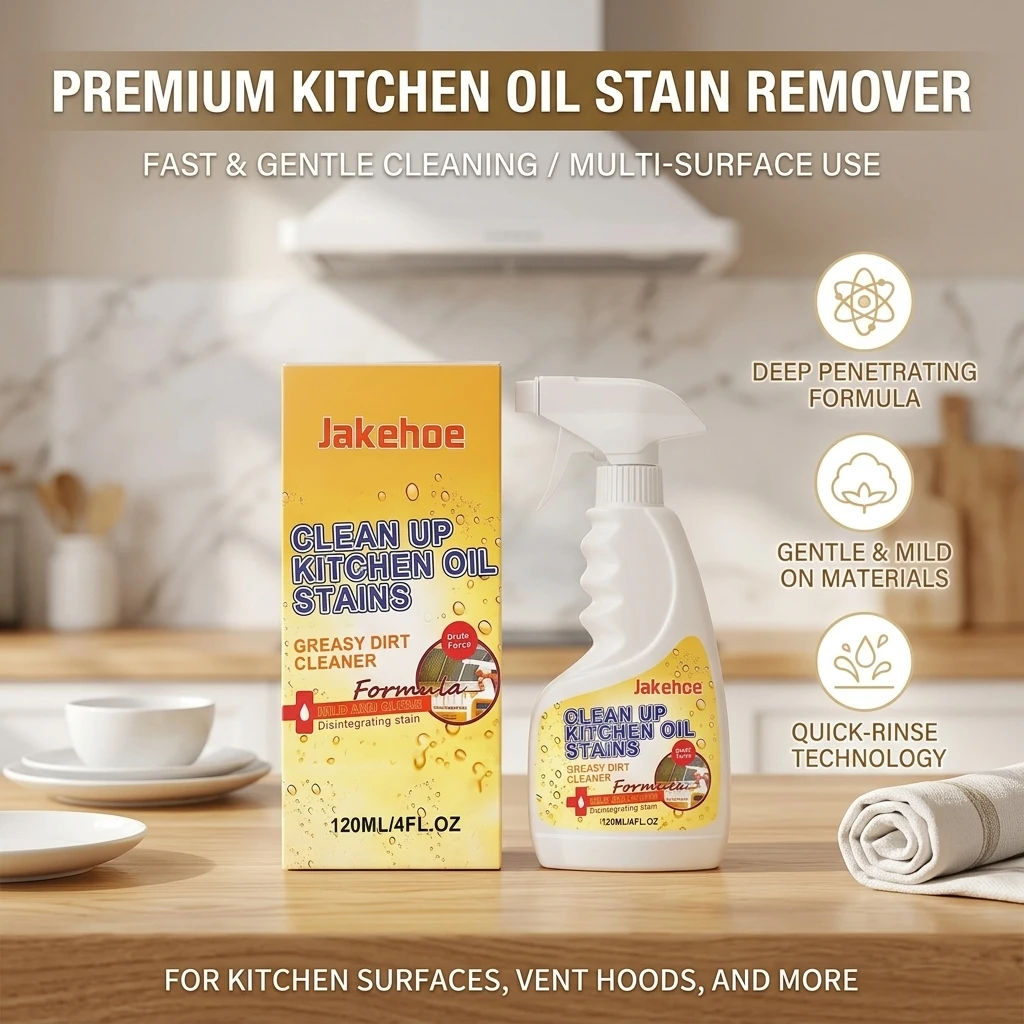 Kitchen Grease Stain Remover Spray Dissolve Caked Cooking Grease Remove Food Residue Fast-Acting Multi-surface Gentle Degreaser