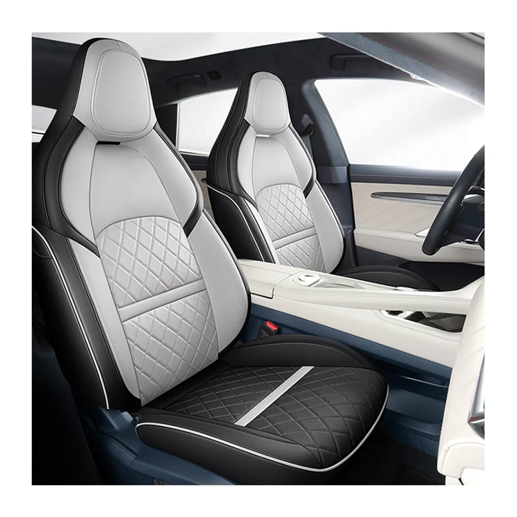 Luxury Car Seat Covers Leather Universal Sports Protect Car Interior for Zeekr 001 - 5 Seat Black and Grey