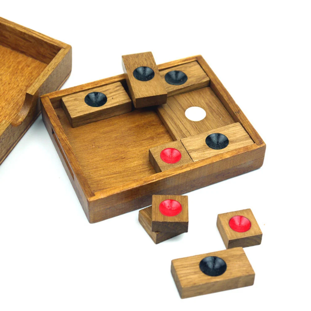 1pc Holz Schachbrett Klassische Runde Dot Schach mit Schwarz Weiß Rot Punkte Pädagogisches Kinder Spielzeug (Farbe Sortiert)