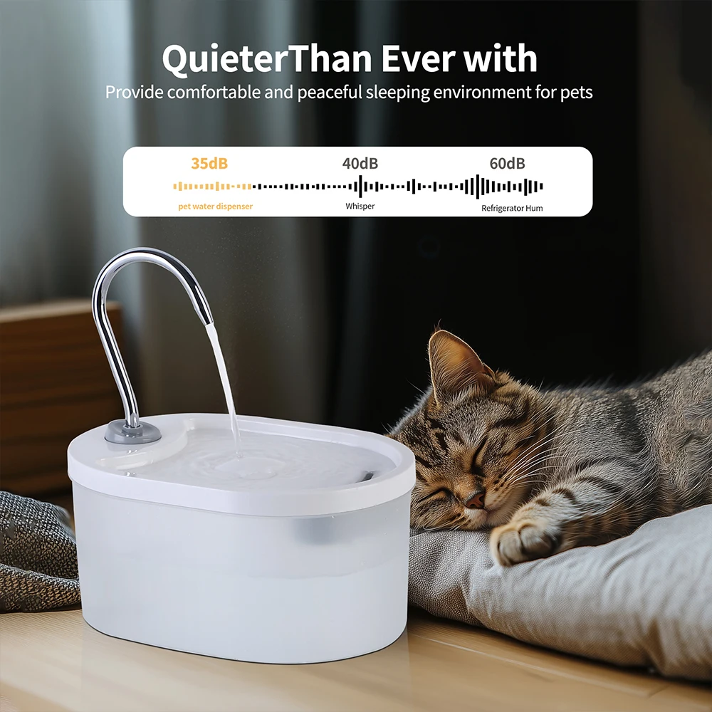 Ultra-Quiet Cat Water Fountain Filter Smart Automatic Pet Dog Water Dispenser&Burnout Prevention Pump 3L Recirculate Filtrin
