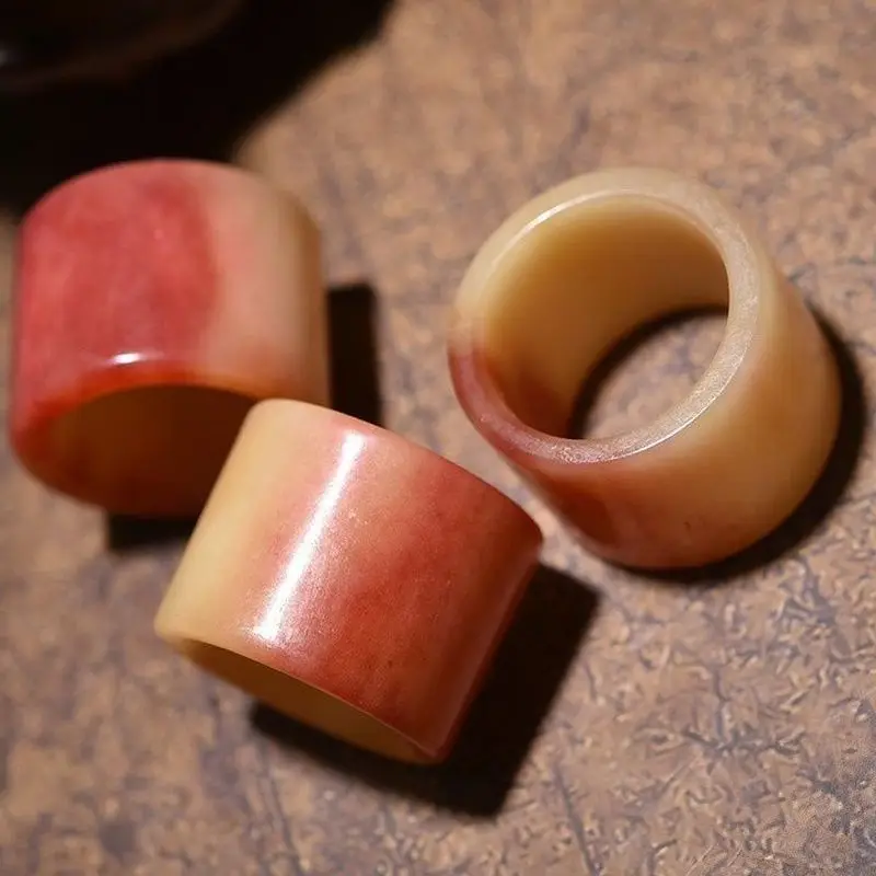 Camel , natural authentic bone with bloodstone carving, men's thumb ring view 3