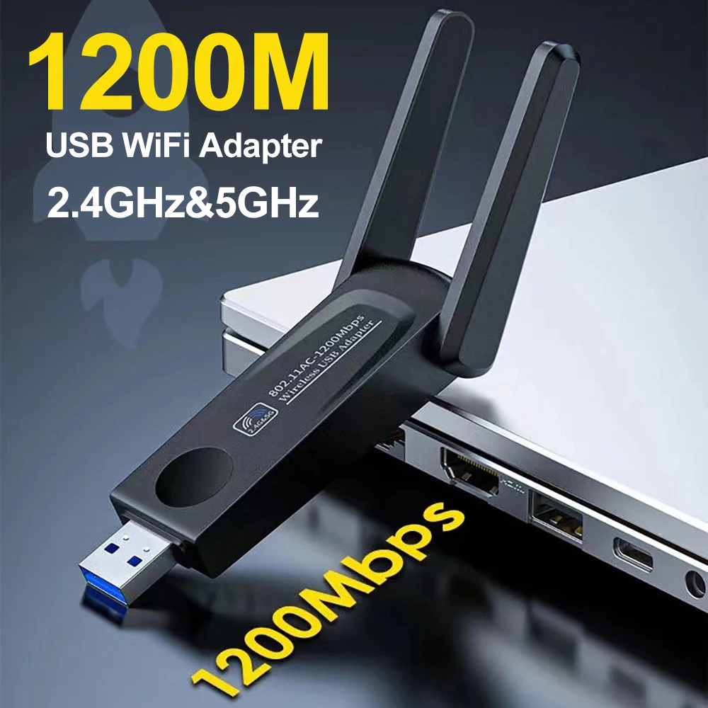 

1200M USB3.0 WiFi Adapter Dual Band 2.4 5G AC1200 Wifi Network Card Wireless USB Dongle Receiver RTL8812CU 2dbi Internal Antenna