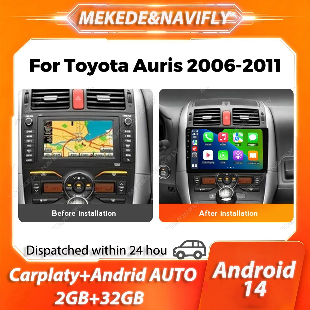 

Android 14 Intelligent Car audio system For Toyota Auris E150 2006-2012 Wireless Carplay Car radio BT Central Multimedia Player