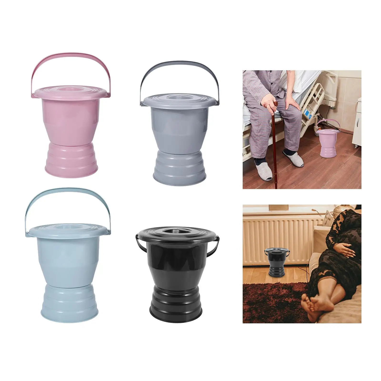 

Spittoon with Lid Night Urinal Night Commode Bucket ,Smooth Edges, Household Urine Pot