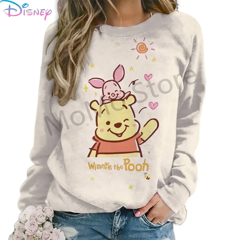 S-3XL Disney Winnie the Pooh Y2k Clothes O-Neck Women\'s Long Sleeve Sweatshirts 2024 Lovely Winter 3D Print Fashion Leisure New