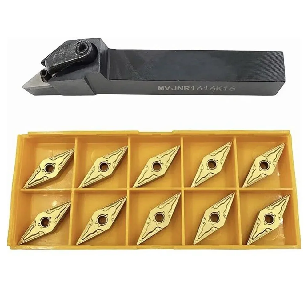 

16mm MVJNR1616H16 93° Lathe External Turning Tool Holder +10* VNMG160404 Inserts 16mm X 125mm Tool Accessories