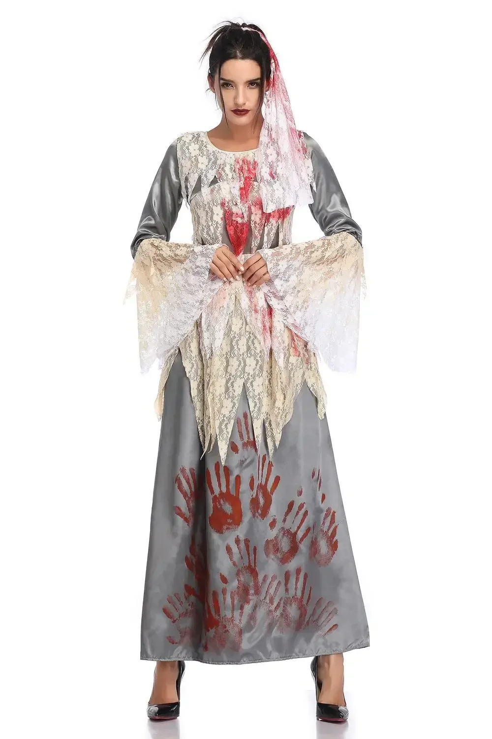 M-xl traje de halloween vampiro sangrento fantasma noiva traje festa de máscaras assustador fantasma noiva