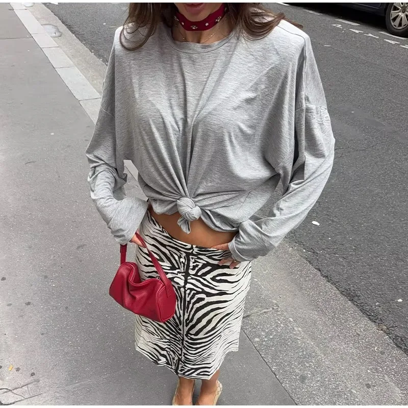 Vintage Zebra Print Women's Skirt Autumn Summer Straight Midi Skirts Lady New Fashion Street Basic Skirts Elegant Clothes 2026