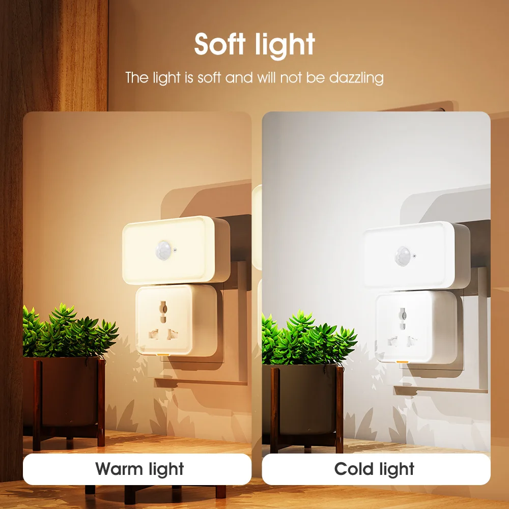 PIR Night Light Smart LED 5V 1A Wireless WiFi Human Body Induction On-Sensor-Off Three Gear Light Type-C Warm/White Night Light