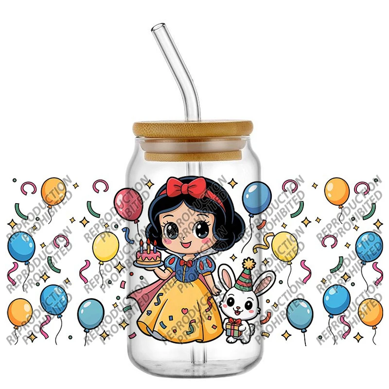 

Hot Sale Disney Princesses 21 designs Waterproof DIY Decals 3D Transfers Stickers 16oz UV DTF for Glasses cup Wraps