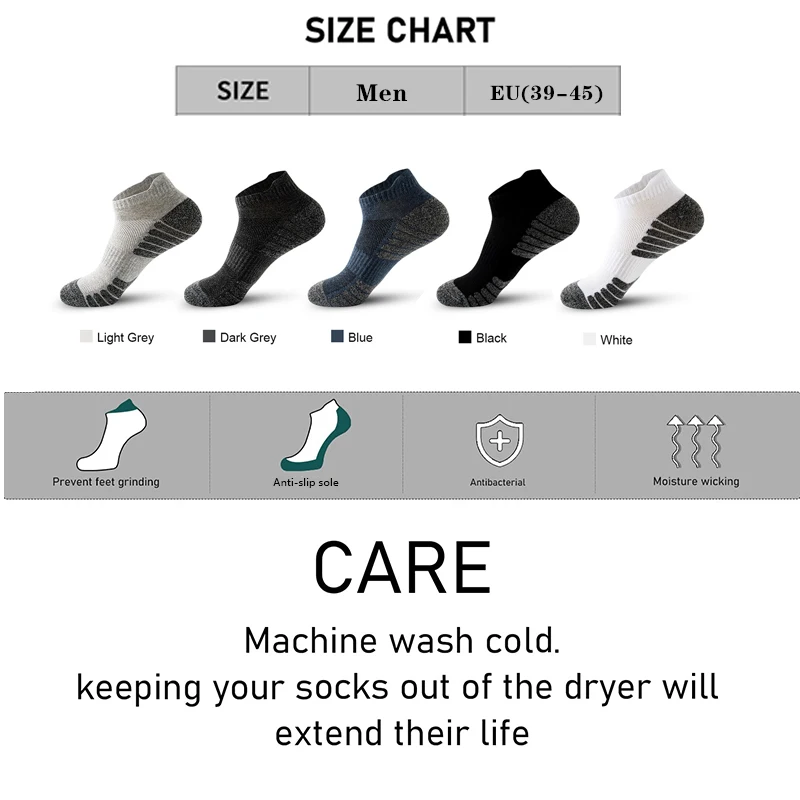 6 Pairs/Lot Men Sport Socks Anti-slip Cotton Sock Short Tube Running Sport Socks Breathable Deodorous Basketball Cycling Socks