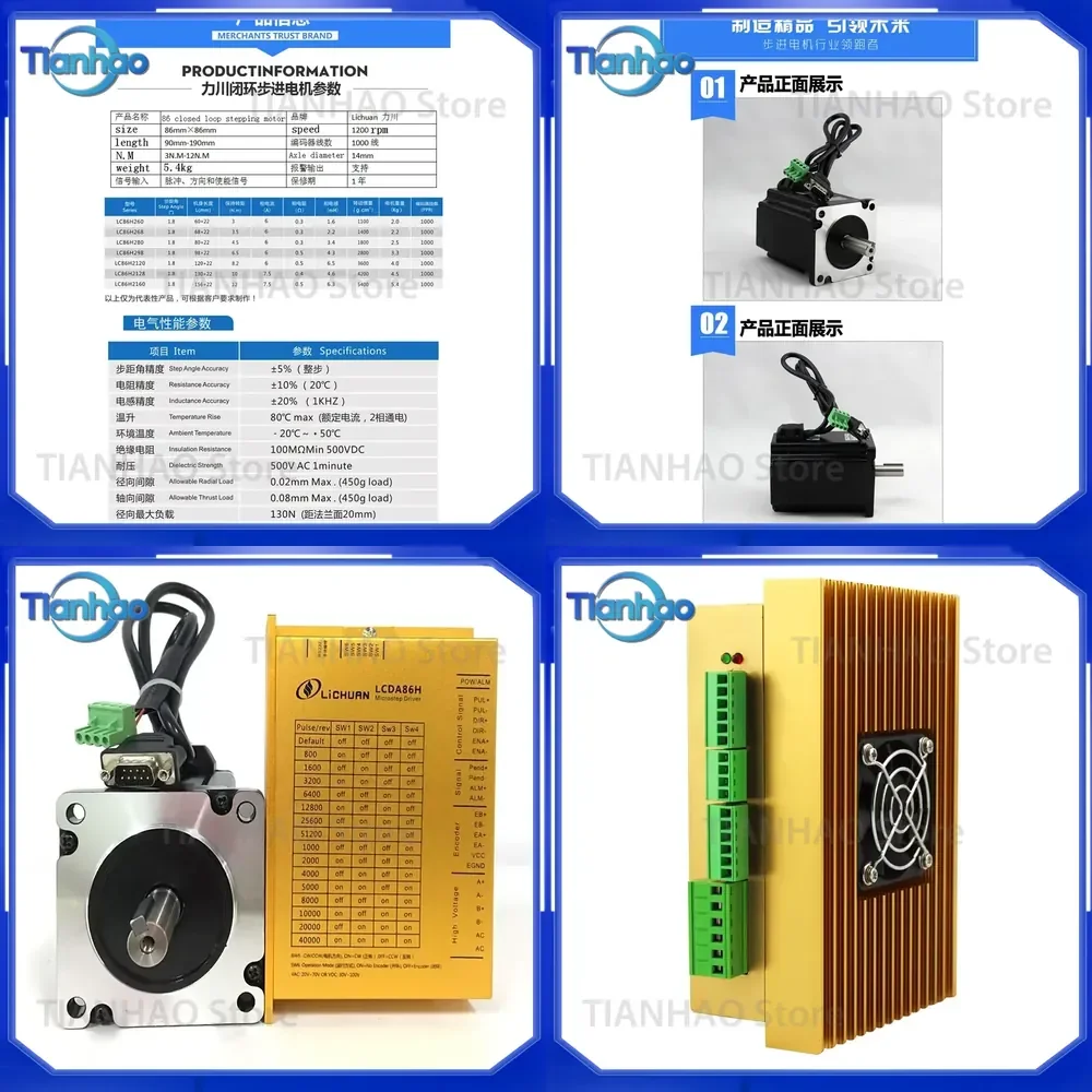 for 86 closed-loop stepper motor and driver 12 N·m high-speed 86-190 mm closed-loop stepper motor driver