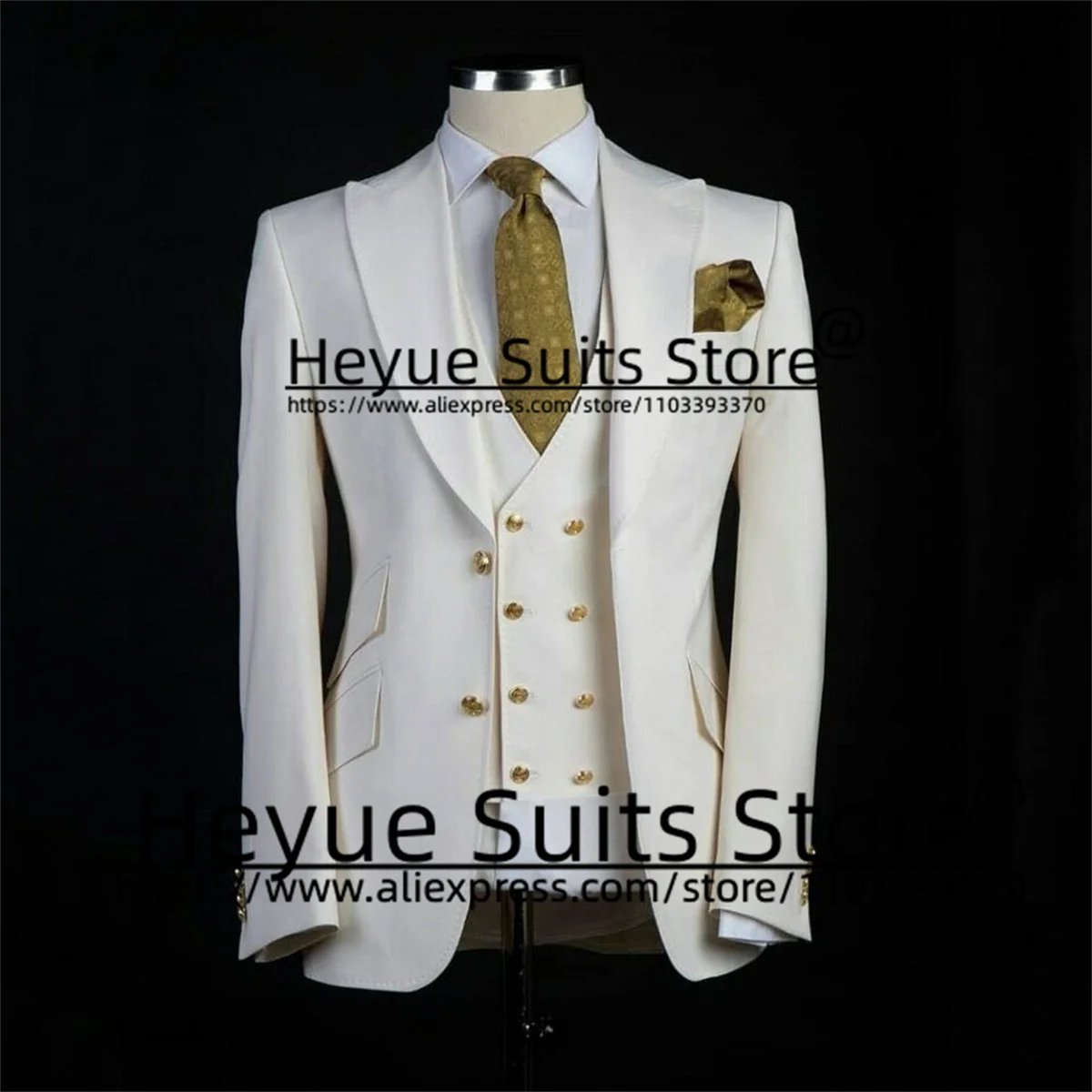 Slim Fit Wedding Blazer masculino, Peak Lapel Groom Smoking, Produtos High-End, Branco Formal, Homem de negócios, High-End, 3Pcs Sets