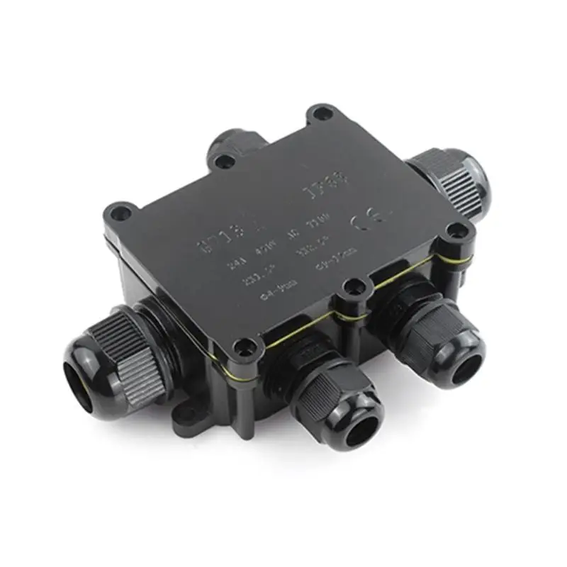 Waterproof IP68 External Junction Box 2/3/4/5/6 Way Plug Line Coaxial Cable Connector Wire G713 Black Power Cord Boxes