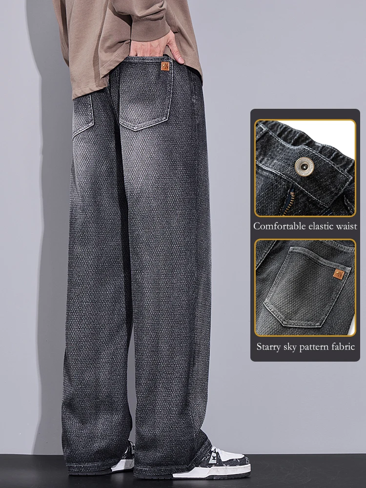 

Baggy Men's Wide Leg Jeans Spring New Trousers Fashion Korean Clothes Streetwear Soft Loose Straight Casual Denim Pants