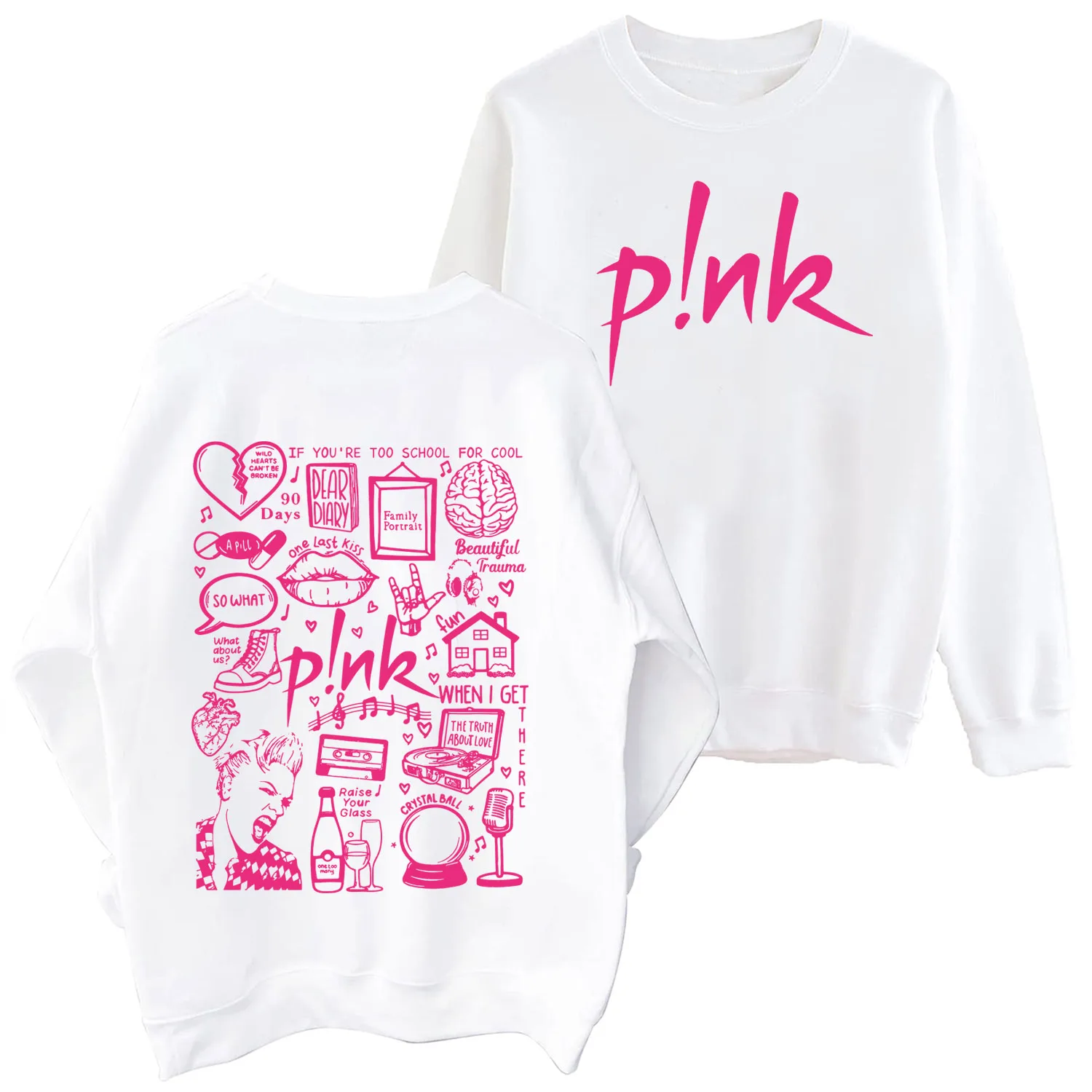 Pink P!nk Summer Carnival 2024 Sweatshirt Harajuku Round Neck Long Sleeve Oversized Hoodie Fans Gift