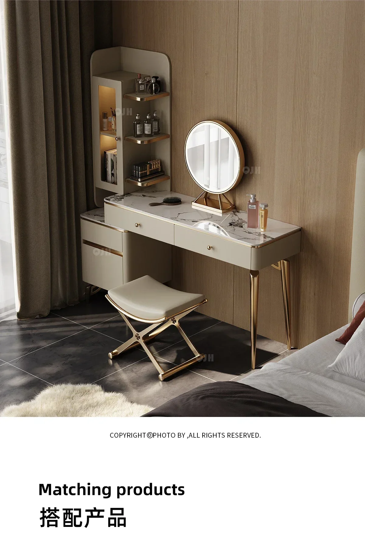 Modern minimalist Italian style dressing table bucket cabinet integrated