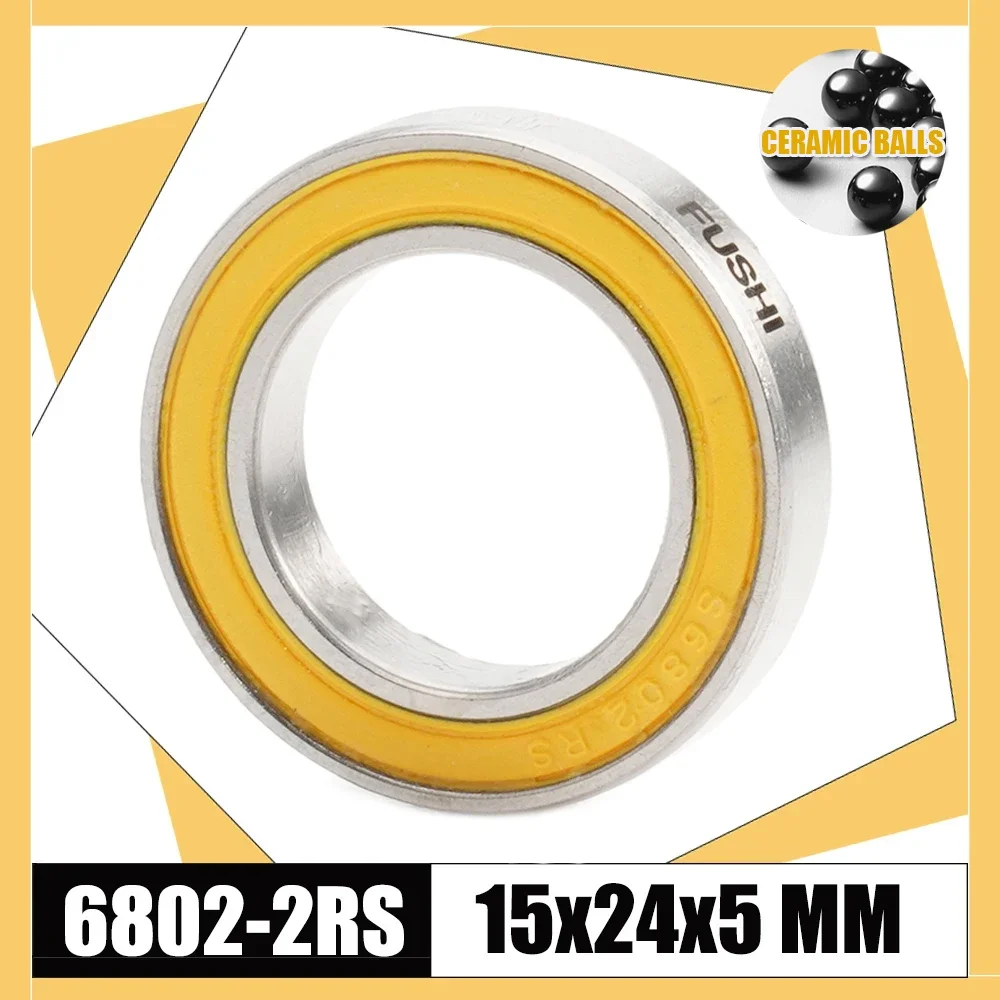 6802-2RS Stainless Bearing 15*24*5 mm ( 1 PC ) ABEC-3 6802 RS Bicycle Hub Front Rear Hubs Wheel 15 24 5 Ceramic Balls Bearings