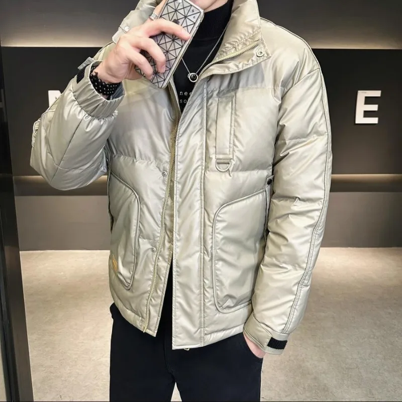 High-End Men Stand Collar Down Jacket Winter New Male Thicken Warm Pure Color Large Size Coat Fashion Casual Versatile Outerwear