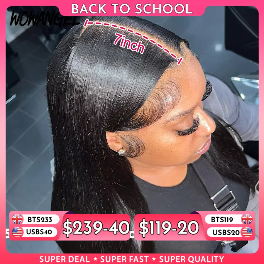 Wow Angel Glueless Wigs 5x5 HD Lace Closure Wigs Silk Straight Melt Skins Deep Part Ready to Go Human Hair Wig Remy For Woman