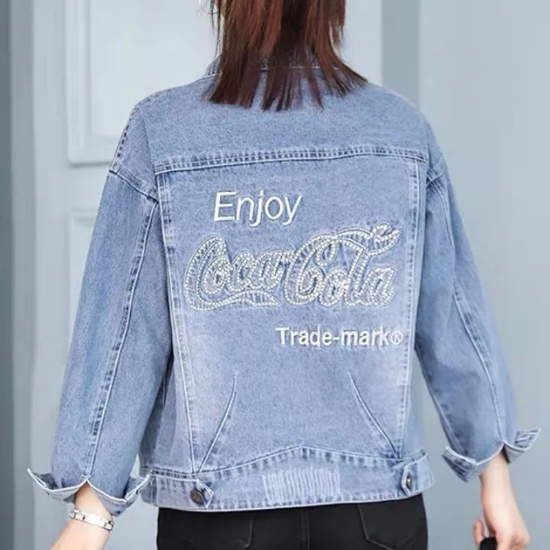 Vintage Embroidery Denim Jacket Women Jeans Jackets Spring Autumn Long-Sleeve Top High-End Pockets Cowboy Short Bride Coats New