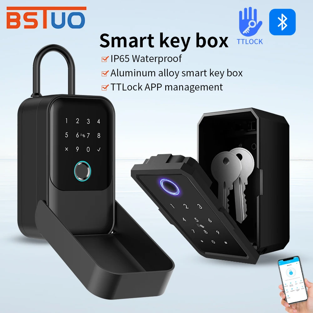 Waterproof TTLOCK App Remote Access Password Bluetooth Digital Key Box Wall Mount Security Storage Lockbox Anti-theft Box