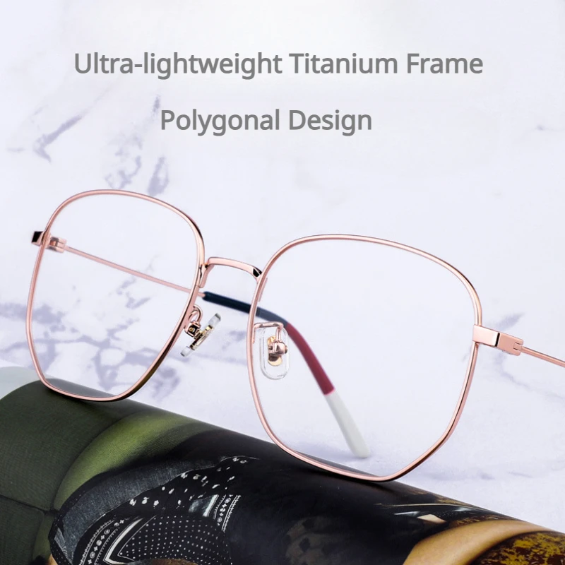 

Titanium Polygonal Glasses Frame For Prescription Myopia Lenses Blue Light Protection Popular Natural Makeup Frames Rose Gold