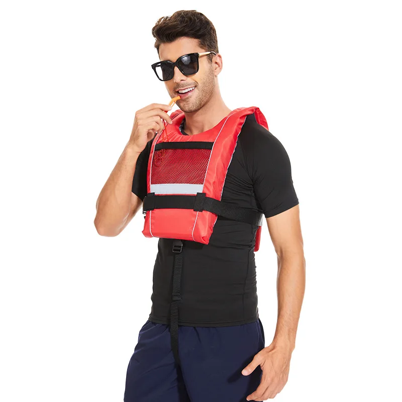 

Adults Outdoor Water Sports Swim Life Jacket Adjustable Buoyancy Survival Suit Polyester Children Safety Swim Life Vest