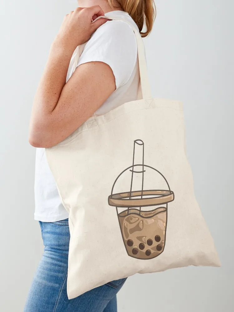 Black Milk Bubble Tea / Black Milk Boba Tote Bag tote bag men Women's beach bags female bag Canvas Tote