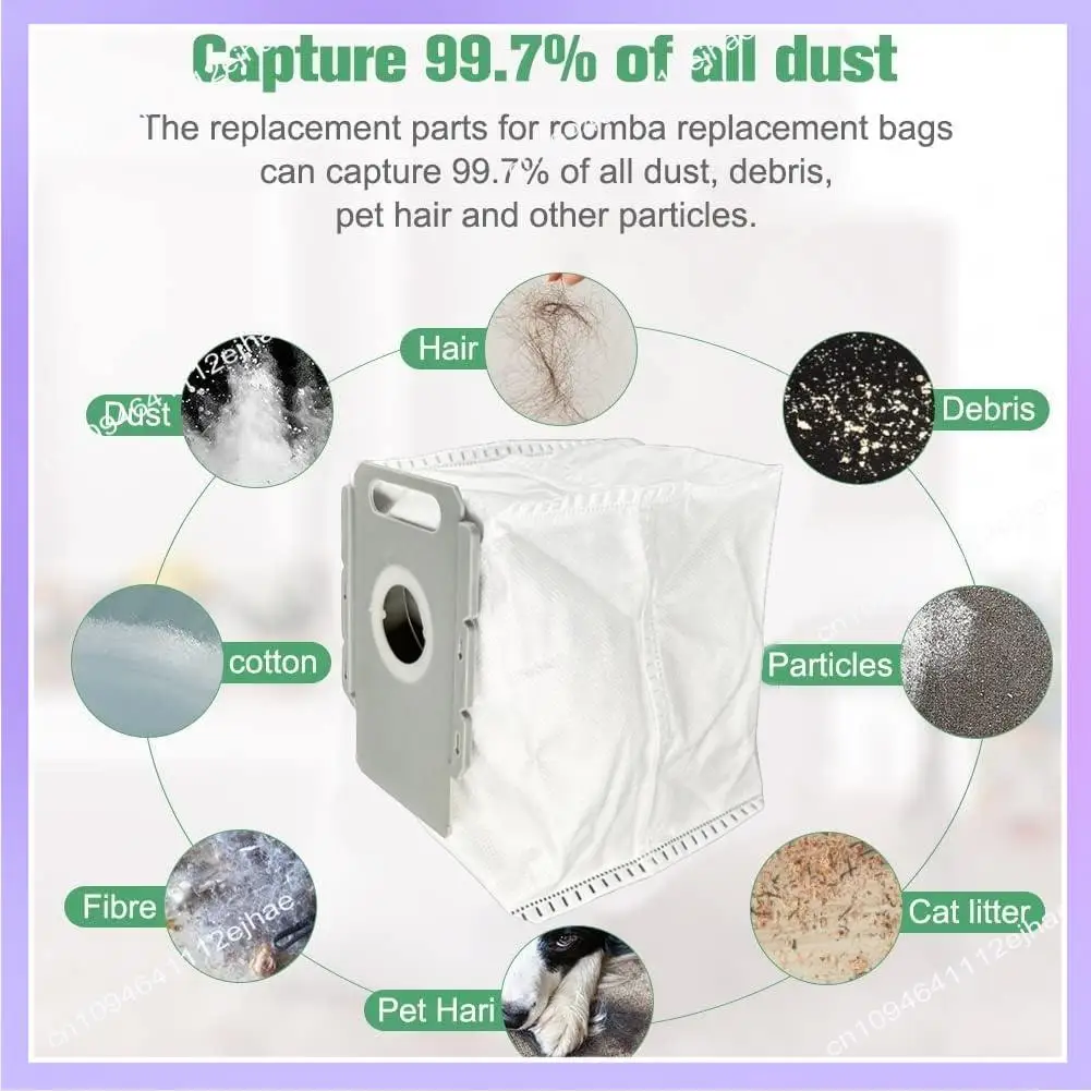 N83R 15PCS Replacement Dust Bags For Irobot Roomba I7+, I3, E5, E6, S9, Essential Cleaning Vacuum Accessories