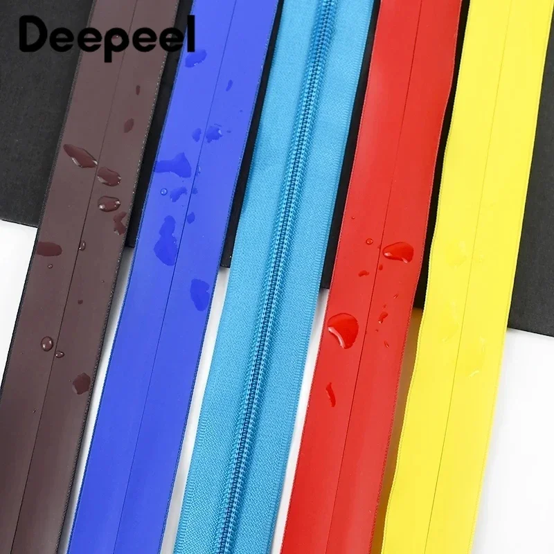 2Yards Deepeel 5# PU Nylon Waterproof Zipper Coil Color Reverse Zip for DIY Garment Jacket Outdoor Bags Sewing Accessories